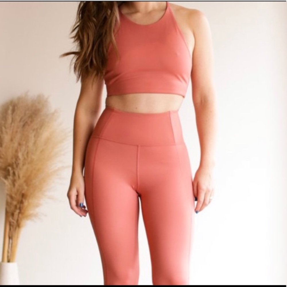 Girlfriend Collective Clay Yoga pants and bra set